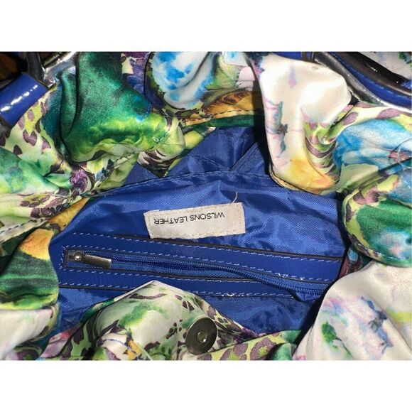 Vtg Wilsons Leather exotic floral purse bag pocketbook with buckle Trim patent l - Picture 4 of 8
